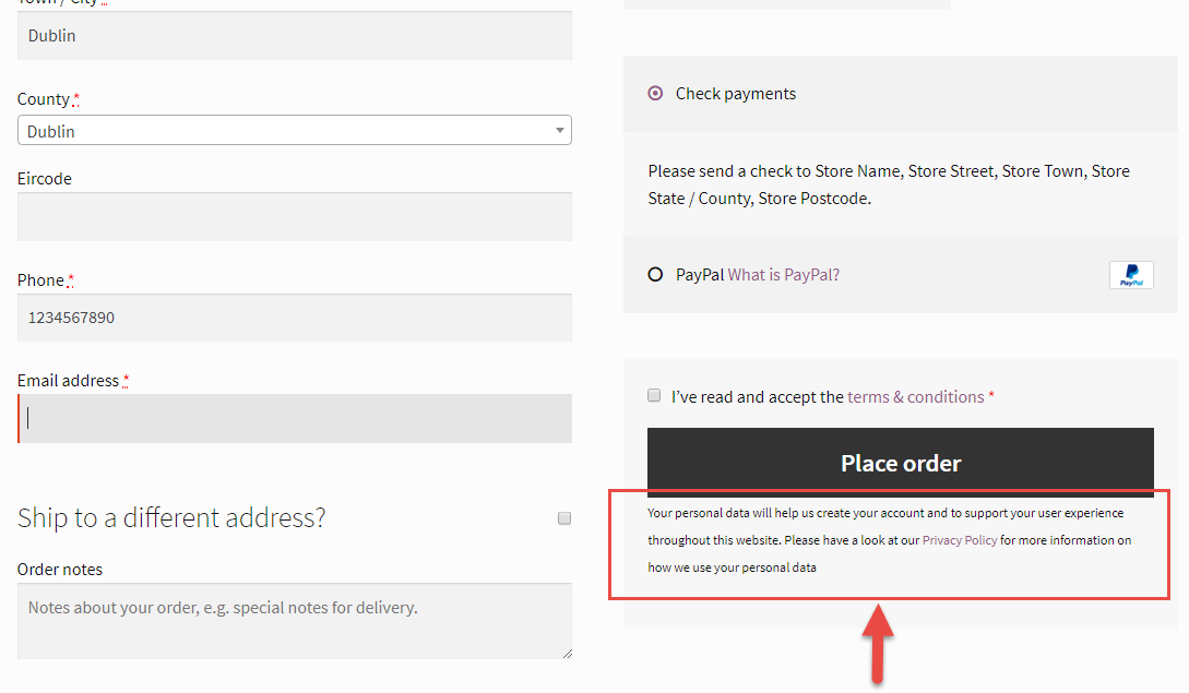 Add Content Under “Place Order” Button at Checkout page in Woocommerce