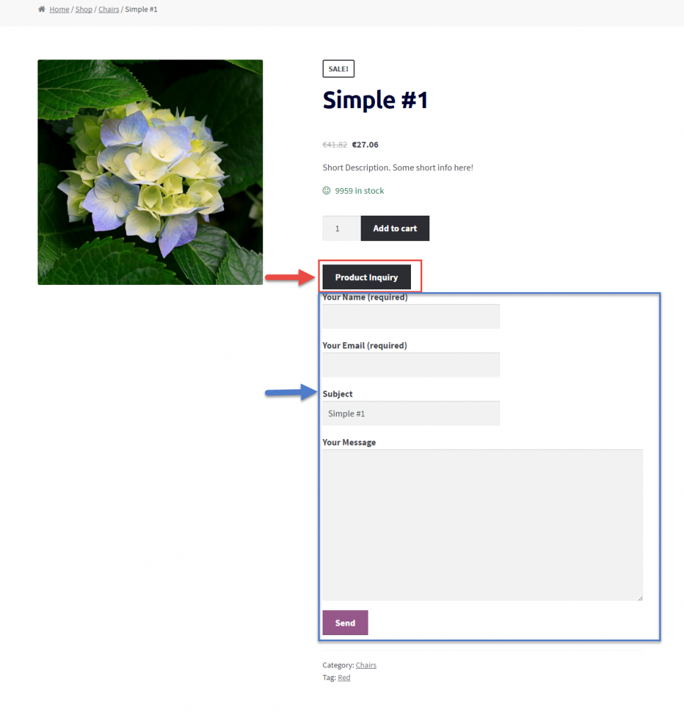 Add a Contact Form Single Product Page