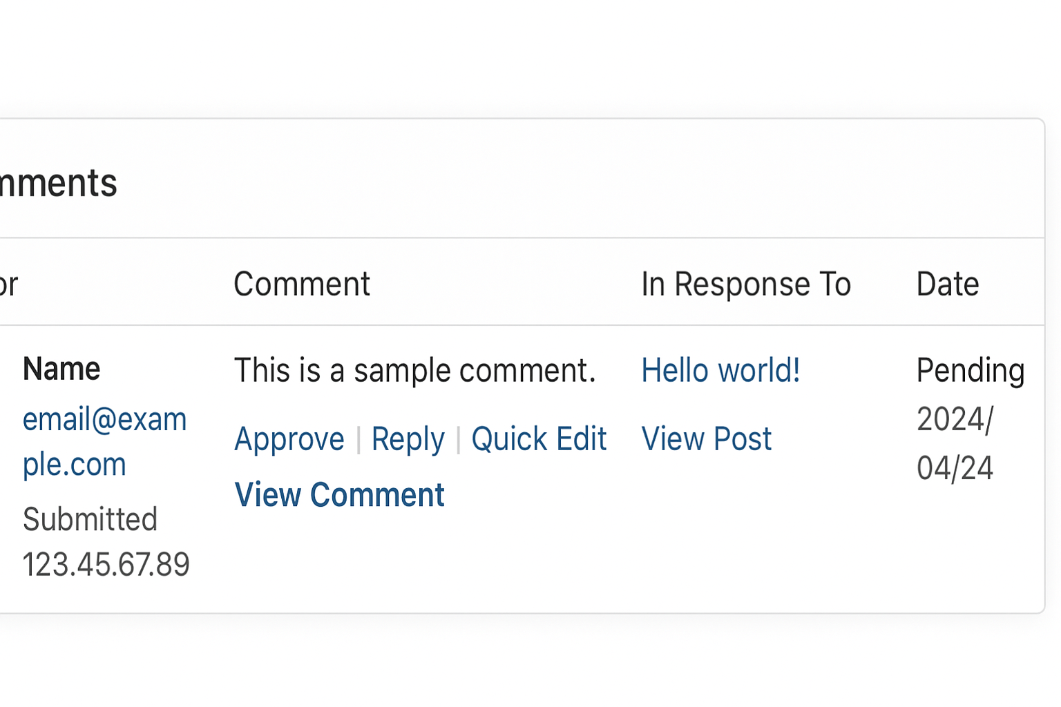 Adding View Comment Link