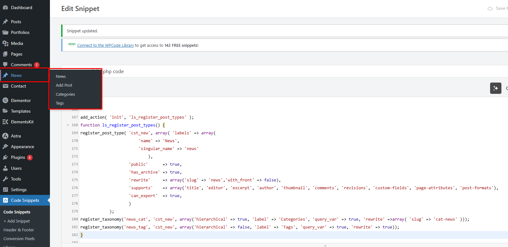 Register custom post type